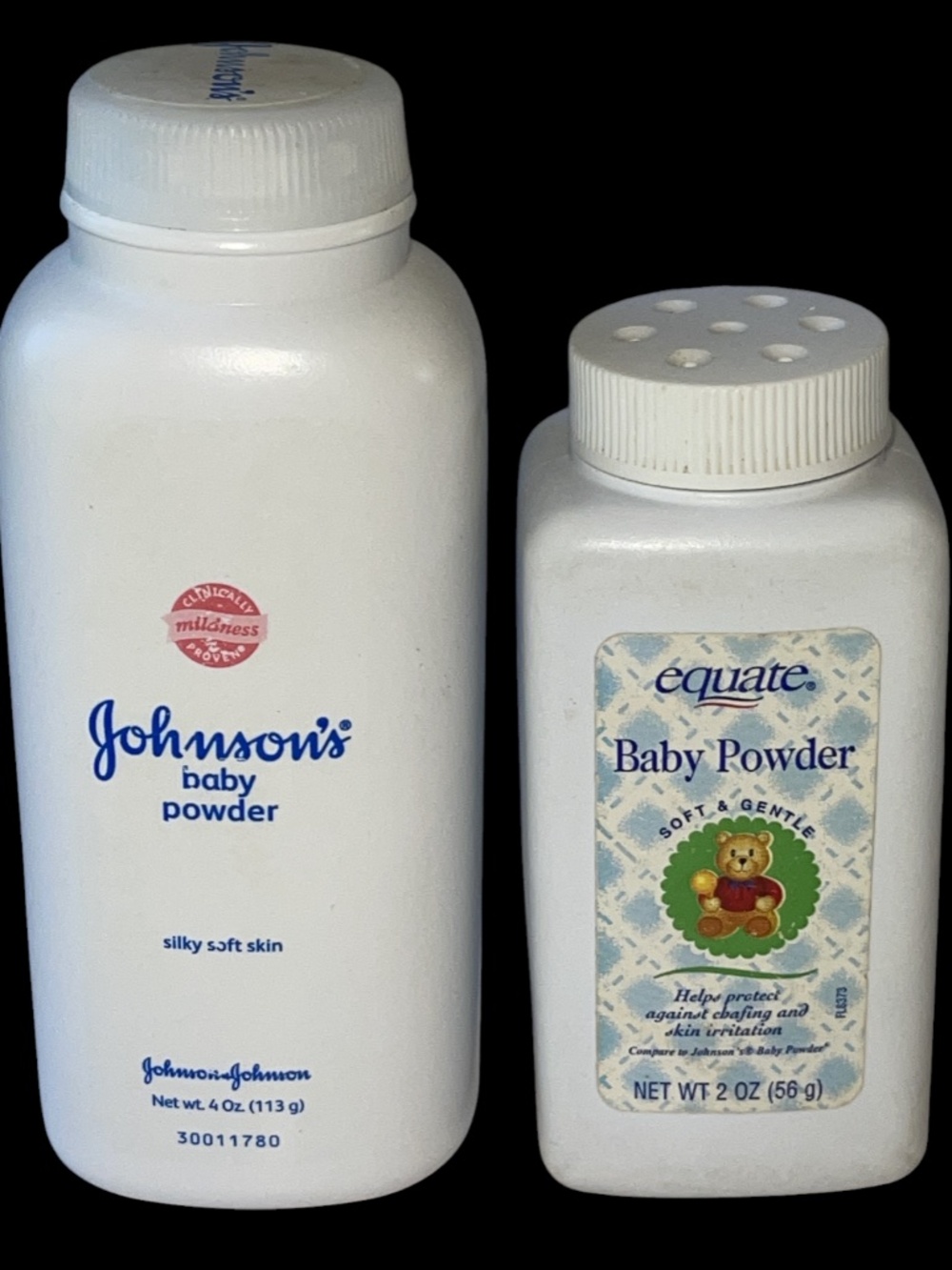 Lot of 2 Travel Size Baby Powders Original Talc Formula Johnson's Equate Powder